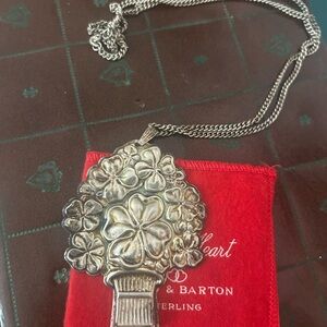 Reed & Barton Silver Floral Bouquet Pendant Necklace